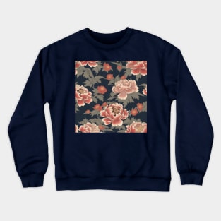 Japanese pink peony flower pattern, kimono design Crewneck Sweatshirt